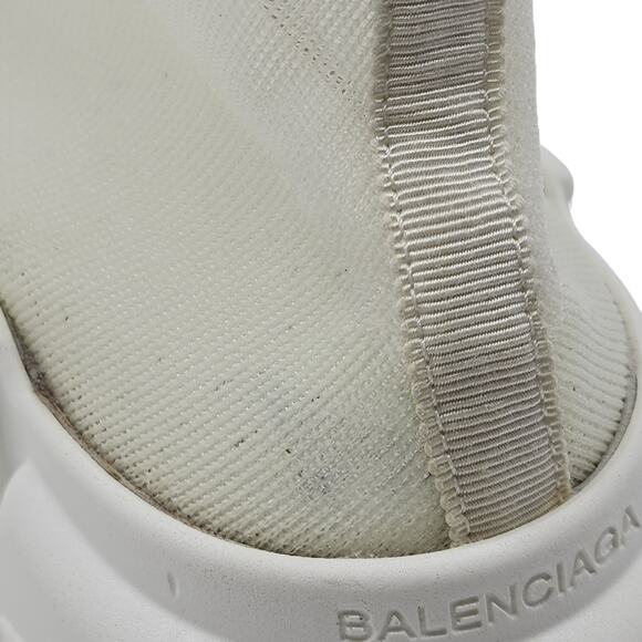 Balenciaga Knit Fabric Speed Trainer Sneakers in White 37 (7 US) $895 distressed - Picture 9 of 13